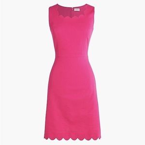 J. Crew Cotton Pink Sheath Cocktail Dress, Scallop Hem
